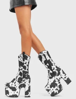 Lamoda Calf>Cowbell Chunky Platform Calf Boots