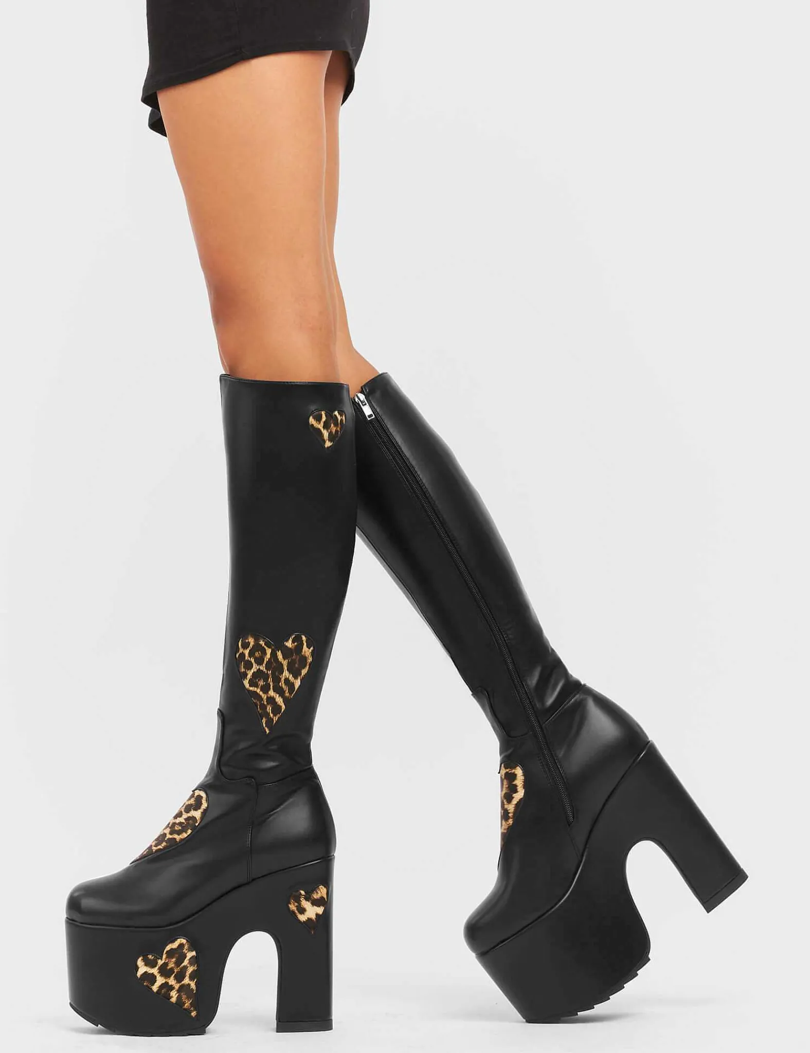 Lamoda Knee High>Glass Heart Chunky Platform Knee High Boots