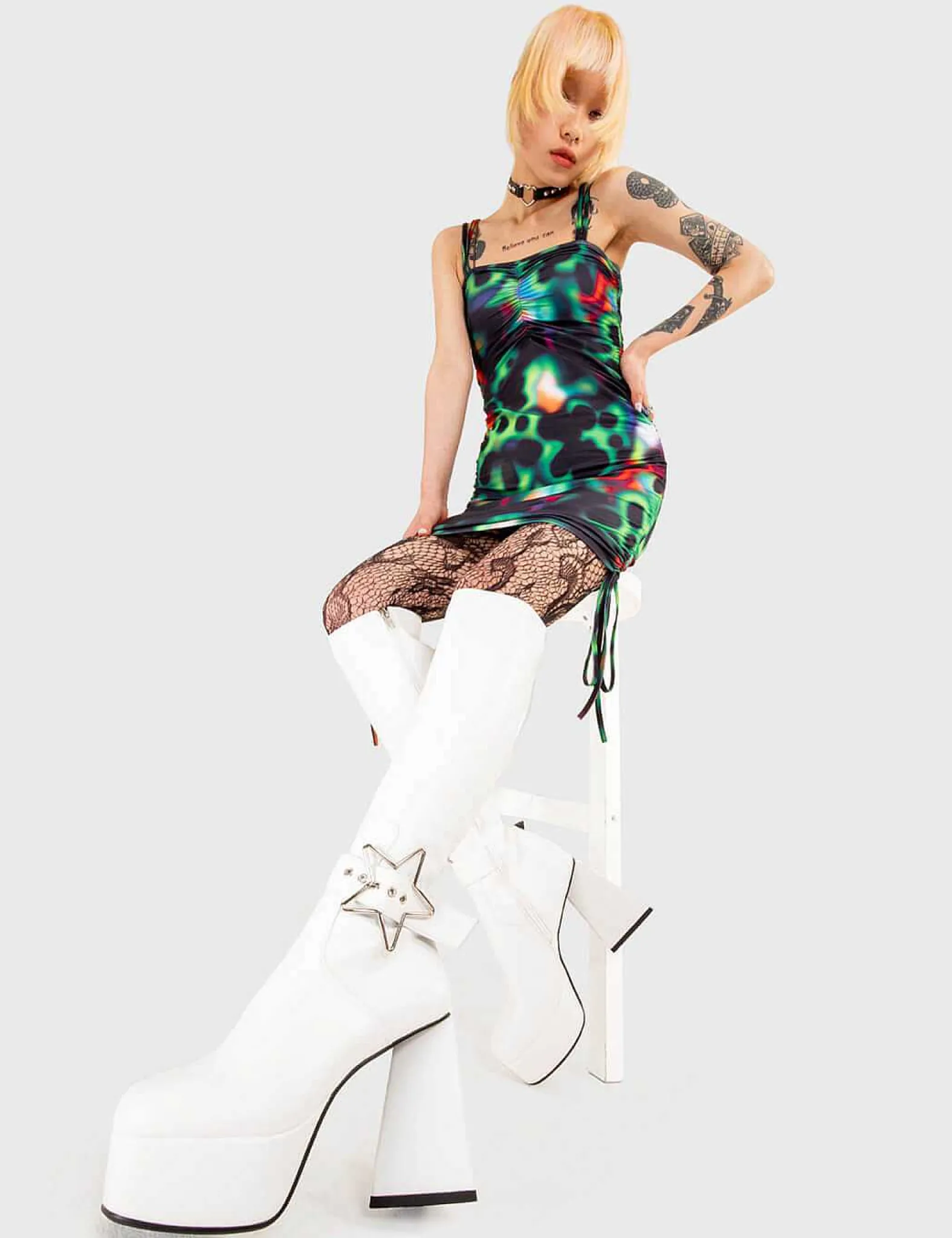 Lamoda Knee High>Night Light Platform Knee High Boots