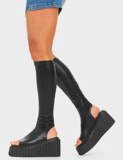 Lamoda Knee High>No Hard Feelings Chunky Platform Creeper Knee High Boots