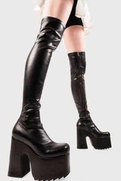 Lamoda Chunky>Not Ready Wide Calf Chunky Platform Thigh High Boots