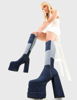 Lamoda Knee High>Talk Of The Town Wide Calf Platform Knee High Boots