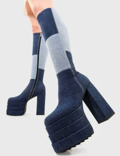 Lamoda Knee High>Talk Of The Town Wide Calf Platform Knee High Boots