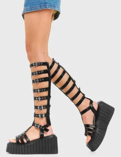 Lamoda Knee High>Tell Me Why Chunky Platform Creeper Knee High Boots